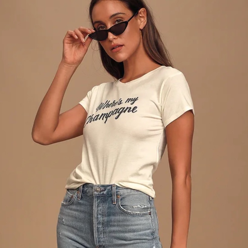 Amuse society where’s my champagne t-shirt NWOT large